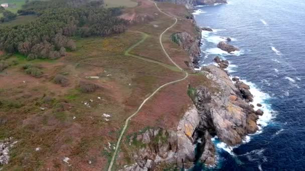 Aerial Drone Shot Narrow Path Meredek Sziklák Area Mors Xove — Stock videók