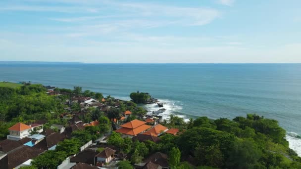 Veduta Aerea Pura Tanah Lot Antico Tempio Indù Sulla Roccia — Video Stock