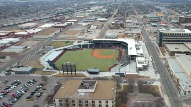 Amarillo Texas Usa Flygfoto Över Hodgetown Baseball Park Stadium Centrala — Stockvideo