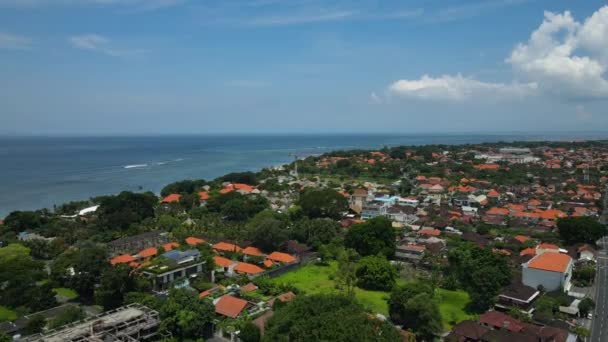 Sanur Denpasar Bali Island Indonésia Drone Vista Aérea Cidade Costeira — Vídeo de Stock