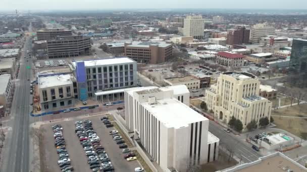 Amarillo Texas Usa Drone Aerial Panorama City Downtown Buildings Streets — Stock Video