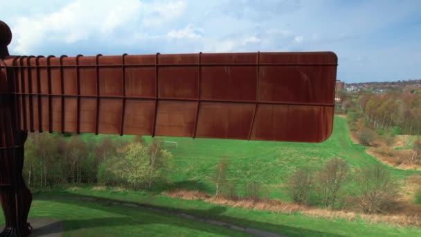 Angyal Északi Kortárs Szobor Tervezte Antony Gormley Található Gateshead — Stock videók