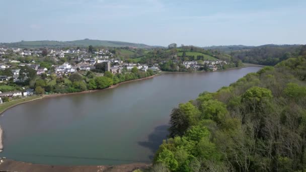 Mill Pond Stoke Gabriel Village Devon Drone Air View — Stock video