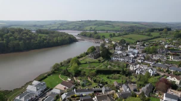 Stoke Gabriel Village Church Devon Drone Air View — Stock video