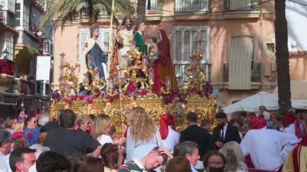 Penitenti Portano Immagine Gesù Cristo Durante Celebrazioni Della Settimana Santa — Video Stock