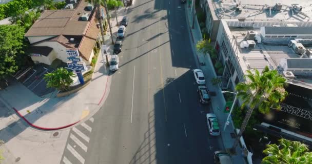 Flying Strip Aerial Footage Iconic Sunset Boulevard Sunny Odpoledne — Stock video