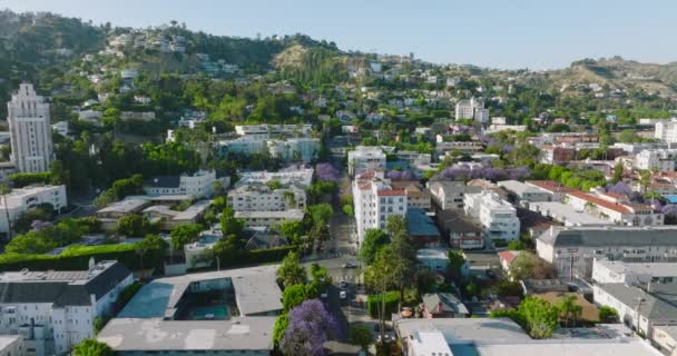 Letecký Pohled Západ Hollywoodu Podle Sunset Strip Luxusní Střechy Chateau — Stock video