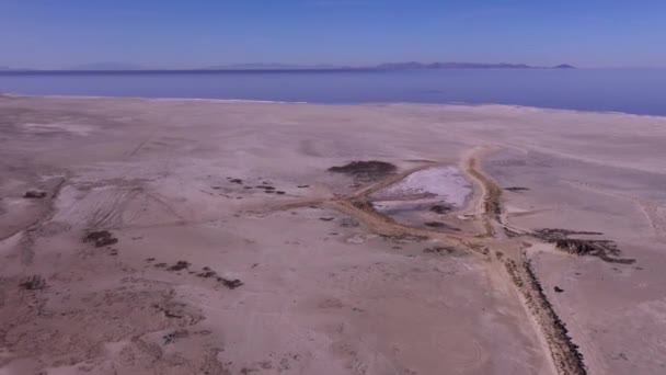 Drone Vlucht Dor Landschap Utah Bij Great Salt Lake — Stockvideo