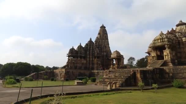 Kandariya Mahadev Mandir Västra Templsgruppen Khajuraho Unescos Världsarvslista Madhya Pradesh — Stockvideo