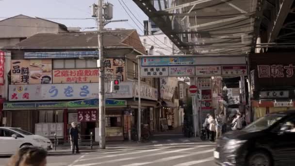 Σταθμός Τσουρουχάσι Στην Οσάκα Πολυσύχναστοι Δρόμοι Της Πόλης Της Κορέας — Αρχείο Βίντεο