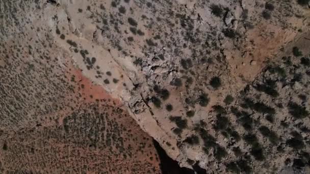 Awesome Aerial View Edge Cliff Red Dessert Canyon Villaspesa Teruel — Stock Video
