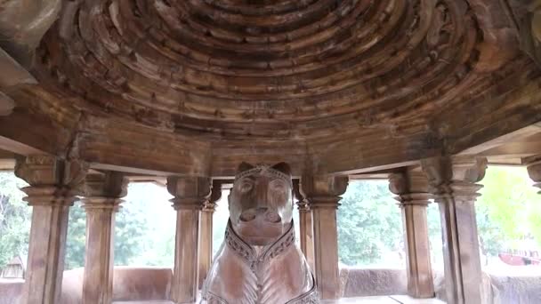 Santuario Nandi Del Templo Vishwanath Grupo Occidental Templos Khajuraho — Vídeos de Stock