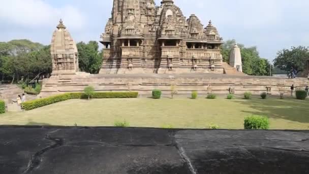 Vishwanath Tapınağı Panoramik Vuruş Batı Tapınak Grubu Khajuraho — Stok video