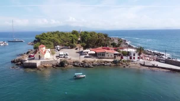 Marathonisi Peninsula Gythio Village Mani Peloponnese Greece Aerial — Stock Video