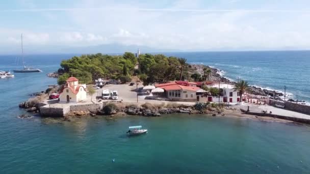 Penisola Marathonisi Vicino Villaggio Gythio Mani Peloponneso Grecia Aereo — Video Stock