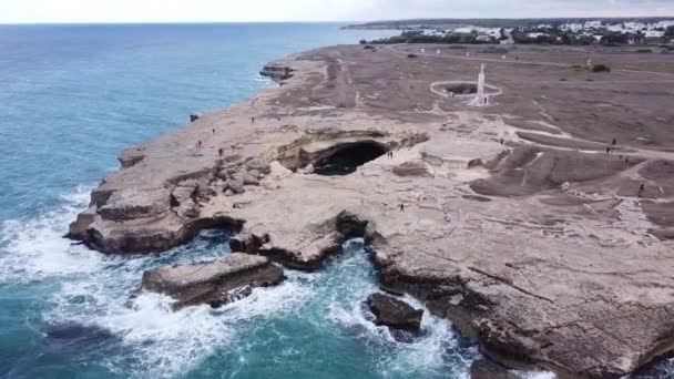 Puglia Talya Daki Grotta Della Poesia Şiir Mağarası Havadan Leri — Stok video