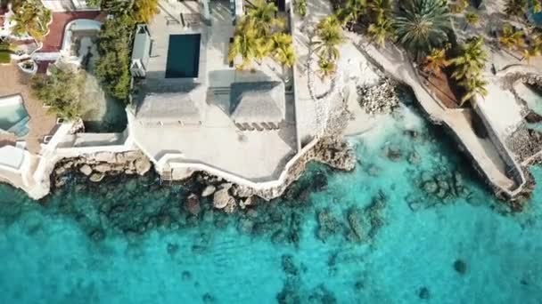 Dron Odsuwa Się Piet Boon Villa Bonaire Holenderskiej Karaibach Ameryce — Wideo stockowe