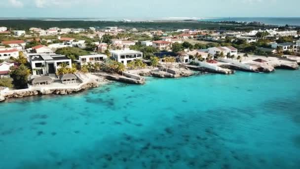 Vista Panorâmica Das Luxuosas Moradias Costa Bonaire Caribe Holandês América — Vídeo de Stock