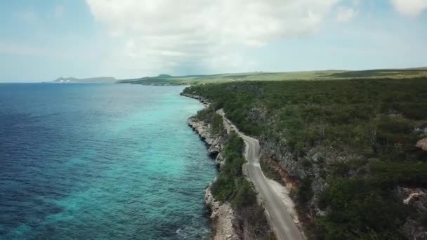 Zbliża Się Widok Lotu Ptaka Wybrzeża 1000 Stopni Plaży Bonaire — Wideo stockowe