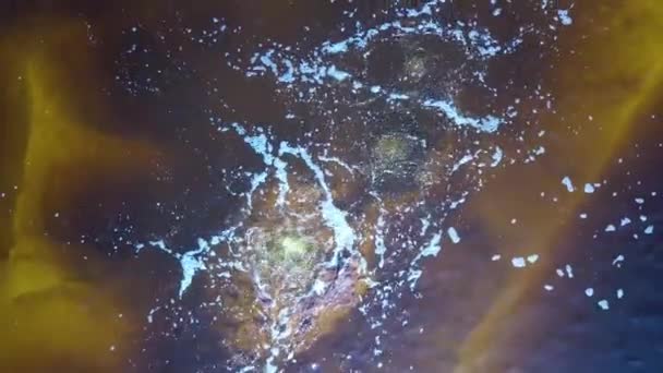 Aerial View Boiling Water Acidic Lake Heated Geothermal Activity Danakil — Wideo stockowe