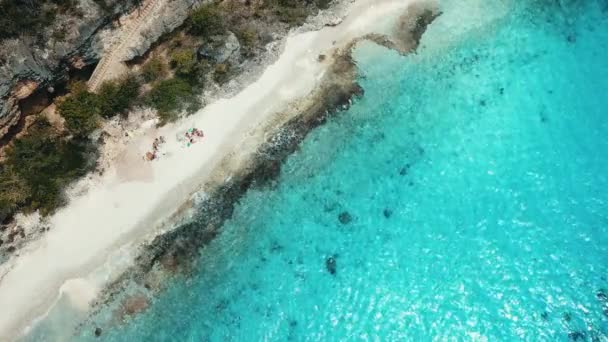 View Drone Friends 1000 Steps Beach Bonaire Dutch Caribbean South — Stockvideo