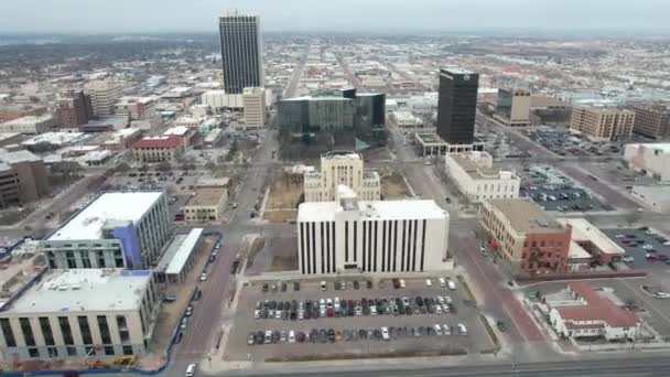Amarillo Texas Usa Aerial View Downtown Buildings Street Traffic Drone — Αρχείο Βίντεο