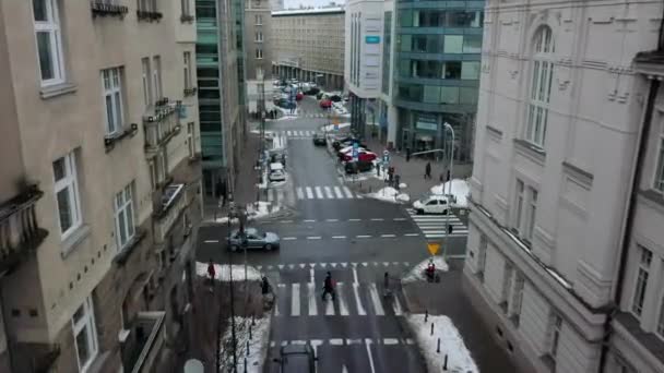 Aerial View Lwowska Street Warsaw Winter Capital Poland — Vídeo de Stock