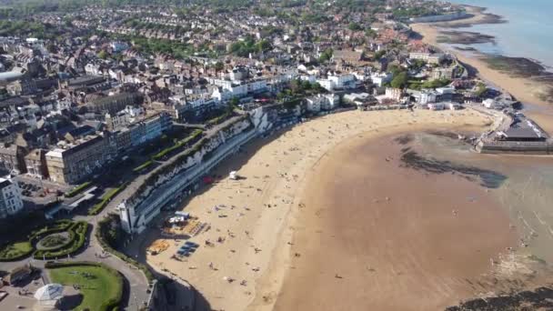 Broadstairs Kent Ville Balnéaire Plage Haute Vue Aérienne Drone — Video