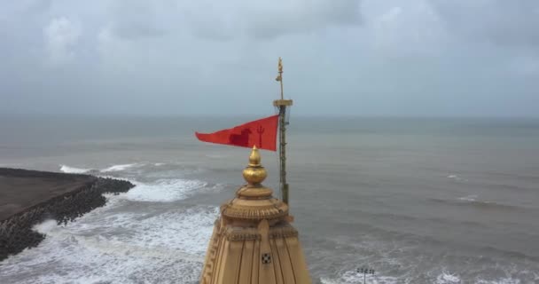 Aerial Drone Shot Somnath Temple Drone Rotating Temple Lord Shiva — Wideo stockowe