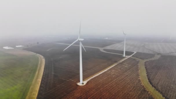 Turbine Eoliene Care Creează Energie Curată Împușcat Drone — Videoclip de stoc