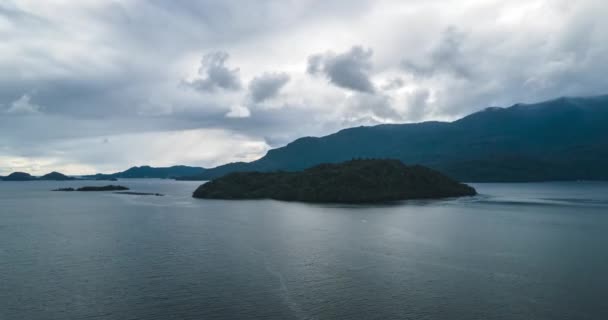 Hyperlapse Aerial Truck Rechts Von Der Insel Las Cabras Hualaihue — Stockvideo