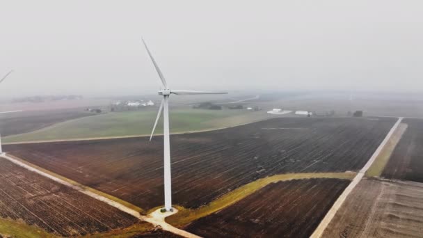 Turbiny Wiatrowe Wytwarzające Czystą Energię Strzał Drona — Wideo stockowe