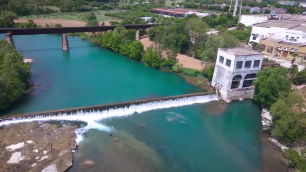 Imágenes Aviones Tripulados Sobre Río Guadalupe Cerca Del Puente Faust — Vídeo de stock