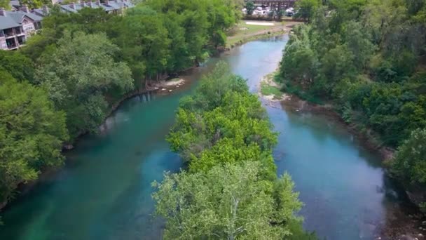 Drone Bilder Över Floden Guadalupe Nära Faust Street Bron New — Stockvideo