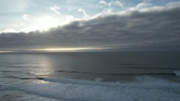 Aerial View Strong Ocean Waves Crashing — Video