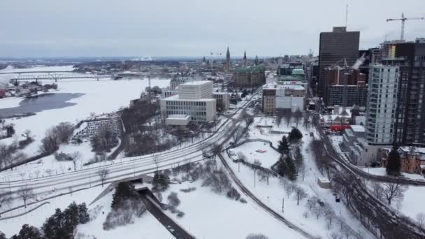 Aerial Drone View Ottawa Télen Ontario Kanada — Stock videók