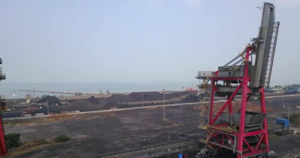 Terminal Carbón Expansivo Puerto Mangalore India Ancho Aéreo — Vídeo de stock