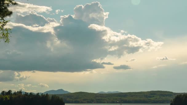 Storm Clouds Moving Building Beautiful Rural Lake Time Lapse — Wideo stockowe