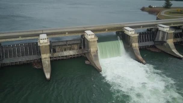 Aerial View Electrical Dam Open Water Gate Arras France Fixed — Vídeo de stock