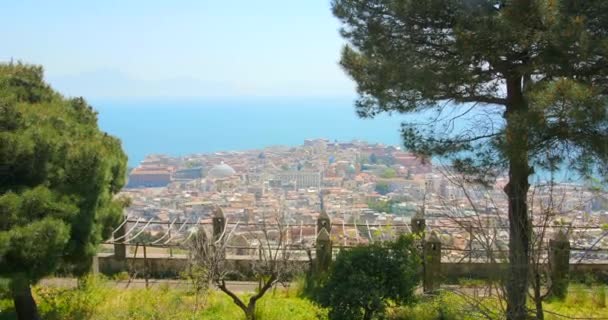 Uitzicht Golf Van Napels Stad Vanaf Certosa San Martino Charterhouse — Stockvideo