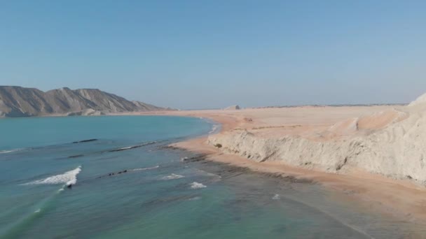 Aerial View Jiwani Beach Gwadar Located Gulf Oman Gwadar District — Stock Video