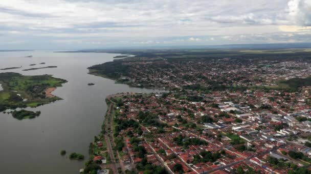 Вид Повітря Річку Токантінс Місті Порту Насьйонал Токантінс Бразилія — стокове відео