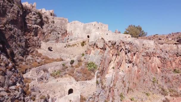 Monemvasia Ruinen Und Hagia Sofia Kirche Auf Dem Peloponnes Griechenland — Stockvideo