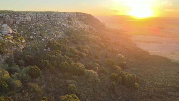 Aerial View Serranita Sunset Argentina Panning Right — Stock video