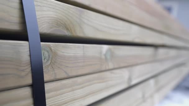 Verpakte Houten Planken Klaar Voor Constructie Close Bewegingsweergave — Stockvideo