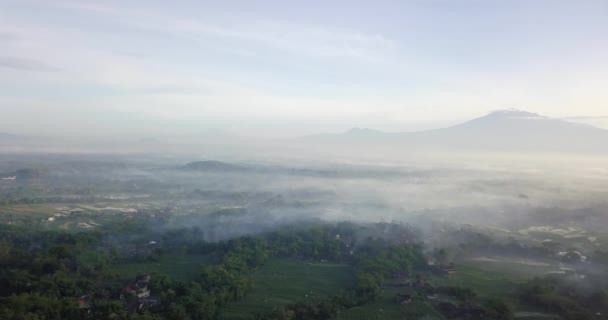 Bosque Cima Colina Menoreh Con Fondo Vista Rural Monte Sumbing — Vídeo de stock