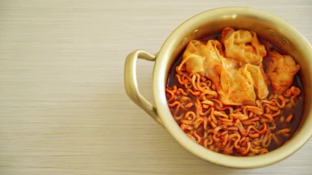 Korean Instant Noodles Dumplings Korean Food Style — стокове відео