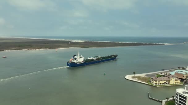 Vista Aérea Barco Que Dirige Golfo México Texas — Vídeos de Stock