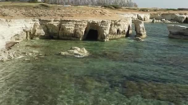 Belles Grottes Marines Dans Mer Méditerranée — Video