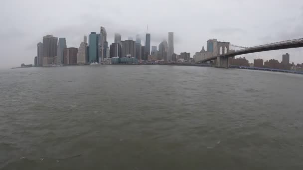 Time Lapse Vista Sul Ponte Brooklyn Lower Manhattan — Video Stock